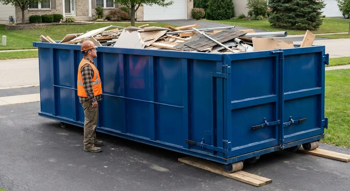 Dumpster loaded correctly to avoid overage fees in Hollywood, FL